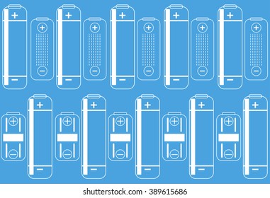 battery outlines icon on a blue colored background 