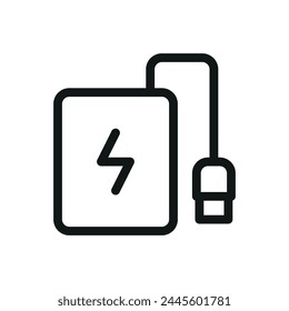 Battery pack for heated clothing isolated icon with editable stroke