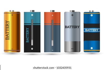 Battery pack. Primary cells or non-rechargeable batteries. Secondary cells or accumulators. Car battery. Illustration of the strength of the bank.vector.