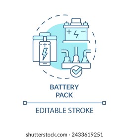 Battery pack soft blue concept icon. High energy density storage device. Portable electronics. Round shape line illustration. Abstract idea. Graphic design. Easy to use in brochure, booklet