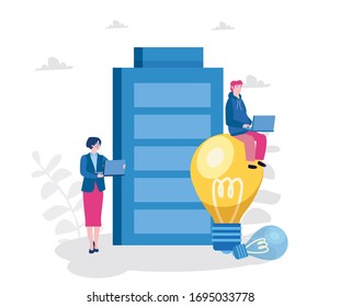 Battery people light Vector illustration for web banner, infographics, mobile. 