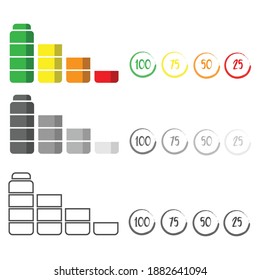 battery percentage full colour and black white flat design 