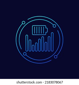 battery performance icon, line vector