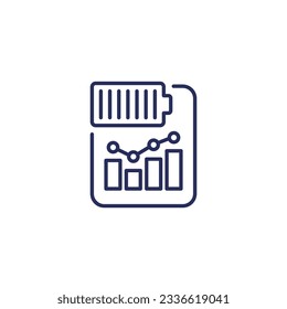 battery performance icon, line vector