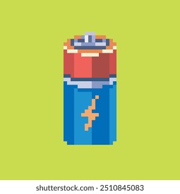
battery pixel art, vector illustration on isolated background.