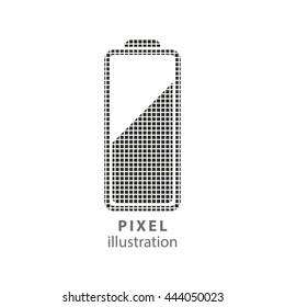 Battery - pixel icon. Vector Illustration. Design logo element. Isolated on white background. It is easy to change to any color.