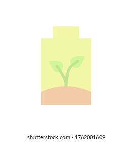 Battery, plant icon. Simple color vector elements of mother earth day icons for ui and ux, website or mobile application