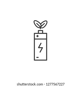 Battery with plant  icon. Simple outline vector of Sustainable Energy set icons for UI and UX, website or mobile application