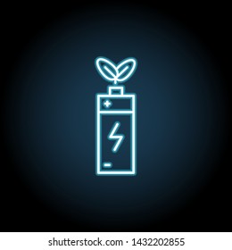 Battery with plant neon icon. Simple thin line, outline vector of Sustainable Energy icons for UI and UX, website or mobile application