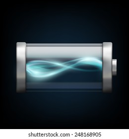 battery with plasma isolated on a black background
