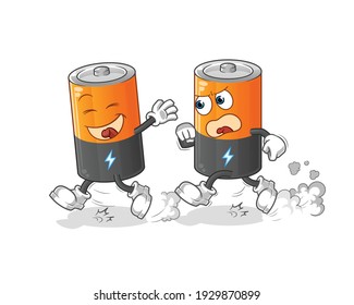 Battery Play Chase Cartoon. Cartoon Mascot Vector