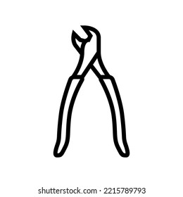 battery pliers line icon vector. battery pliers sign. isolated contour symbol black illustration