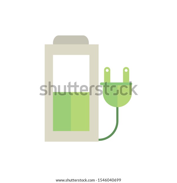 battery\
plug cable green energy icon vector\
illustration