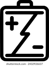 Batería más menos icono. Línea, glifo y contorno relleno signo colorido, símbolo, vector, arte