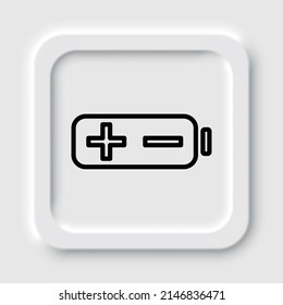 Battery, plus minus simple icon. Flat design. Neumorphism design.ai