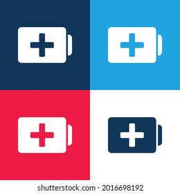 Akku mit Plus Signieren Sie blau und rot vier Farben minimale Icon-Set