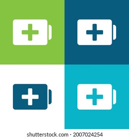 Battery With Plus Sign Flat four color minimal icon set