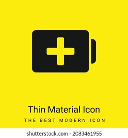 Batería con signo más icono de material amarillo brillante mínimo