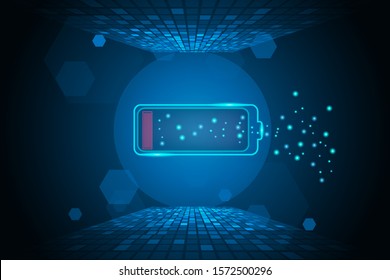 Battery polygon vector illustration blue style structure