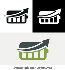 Battery Power Arrow Chart Bar Logo
