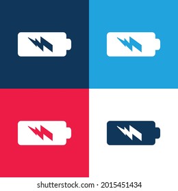 Battery Power blue and red four color minimal icon set