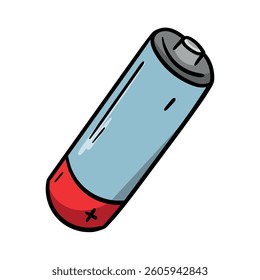 Battery. Power element. Vector hand drawn illustration isolated on white background. Image for print, icon, banner, flyer