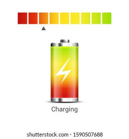 Battery power energy icon. Battery level charge vector indicator icon.