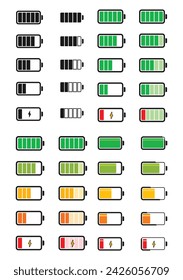 conjunto de iconos de energía de batería, diseño simple para necesidades gráficas, vector eps 10