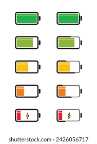 battery power icon set, simple design for graphic needs, vector eps 10