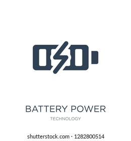 battery power icon vector on white background, battery power trendy filled icons from Technology collection, battery power vector illustration