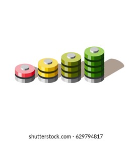 Battery power isometric. Vector illustration.
