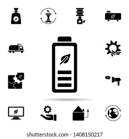 Battery, power, leaf icon. Universal set of ecology for website design and development, app development