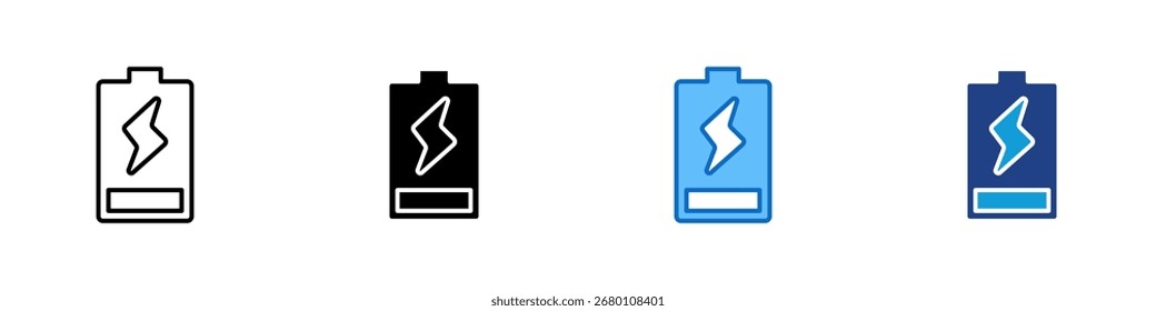 Vetor de design de ícone de vários estilos de energia de bateria - bateria com parafuso de energia simbolizando carga, armazenamento de energia e fonte