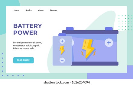 Battery power recharge energy campaign for web website home homepage landing page template banner with flat style
