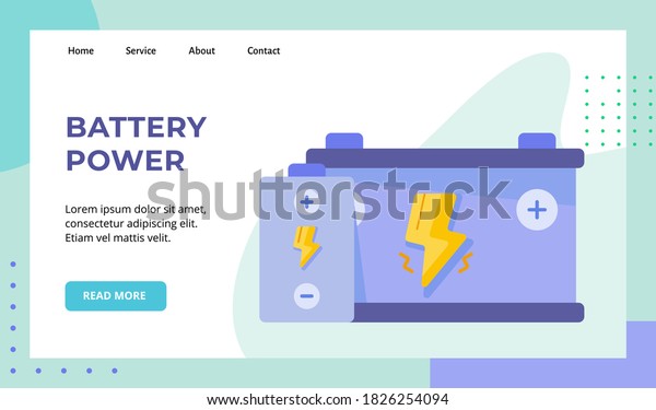 Battery\
power recharge energy campaign for web website home homepage\
landing page template banner with flat\
style