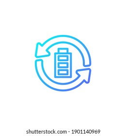 Battery power recycling icon with gradient blue color style