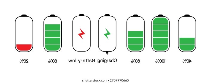 conjunto de energia da bateria ícones ou indicador da bateria ícone vetor
