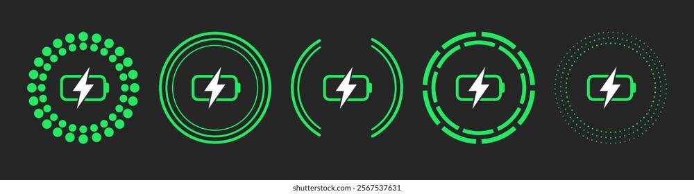 Battery and power symbol. Battery charge icon. Accumulator indicator. Vector EPS 10