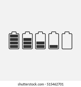 Battery power vector icon set. charge level icon isolated from the background. Indicator black symbols. 