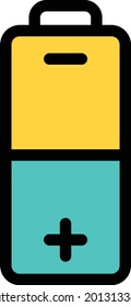 battery power vector line colour icon