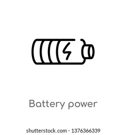 battery power vector line icon. Simple element illustration. battery power outline icon from technology concept. Can be used for web and mobile