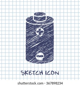 battery power vector sketch icon 