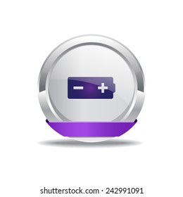 Battery Purple Vector Icon Button