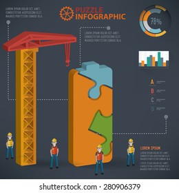 Battery puzzle info graphic design,three dimension,clean vector