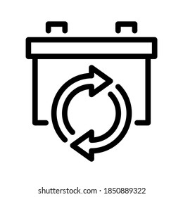 Batterieaufladesymbol. Zeilenvektor. Einzeln auf weißem Hintergrund.
