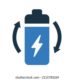 Akku, Ladegerät, wiederaufladbares Symbol. Einfache bearbeitbare Vektorgrafik.