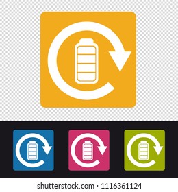 Battery Rechargeable Icon - Colorful Vector Illustration - Isolated On Transparent Background