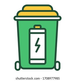 Battery recyclable color line icon. Waste recycling. Garbage sorting. Environmental protection. Outline pictogram for web page, mobile app, promo.