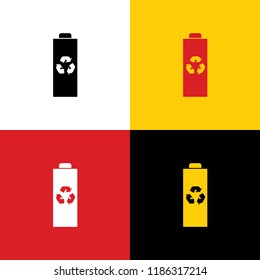 Battery recycle sign illustration. Vector. Icons of german flag on corresponding colors as background.