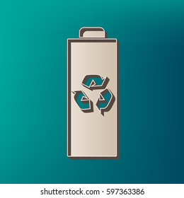 Battery recycle sign illustration. Vector. Icon printed at 3d on sea color background.